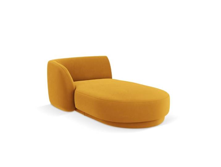 Méridienne gauche en tissu velours jaune