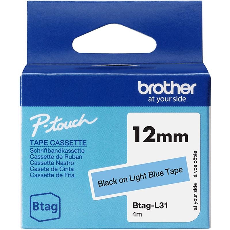 Brother Schriftband 12mmx4m schwarz/hellblau BTAG-L31