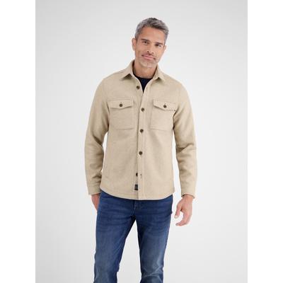 Hemdjacke LERROS "Hemdjacke in Wolloptik aus pflegeleichter Kunstfaser", Herren, Gr. S, beige (foam weiß), 100% Polyester, Jacken