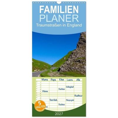 Familienplaner 2027 - Traumstraßen in England mit 5 Spalten (Wandkalender, 21 x 45 cm) CALVENDO