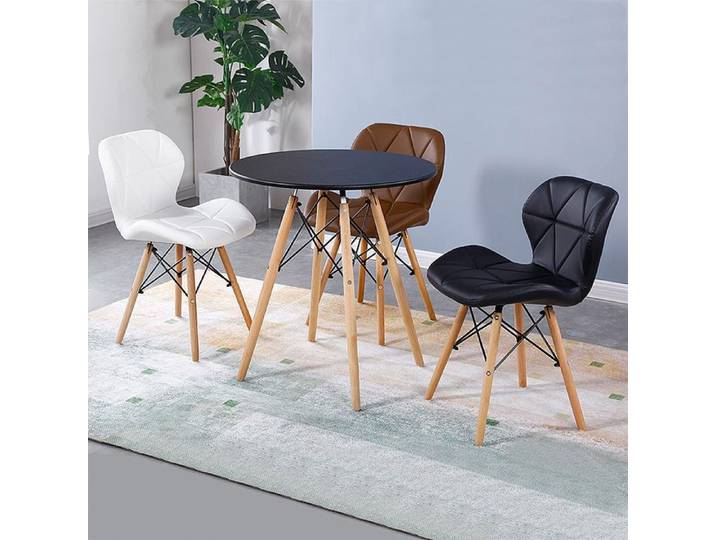 SUPFINE Table de Salle à Manger Ronde Table de Cuisine en Bois 70 x 70 x 72 cm Pieds en hêtre Naturel Table Scandinave Noir