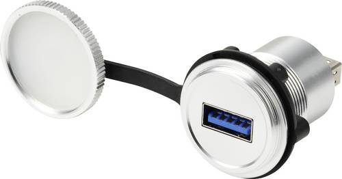 TRU COMPONENTS USB 3.0 Einbaubuchse, Buchse/Buchse, 22 mm, IP67, Metall, Silber Buchse TC-14378424 Inhalt: 1St.