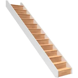 DOLLE Raumspartreppe Wangentreppe Paris Holztreppe, Ohne Geländer, bis 280,5 cm,Buche,Geradelaufend,mit Setzstufen,versiegelt weiß