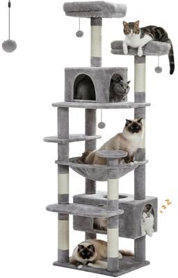 Inspired Living Luxury Multi Level Cat Tree Tower With Hammock, Condo & Scratching Posts For Indoor Cats f