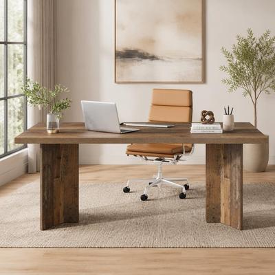 "63"" Executive Desk with Large Tabletop, Farmhouse Computer Desk for Home Office"