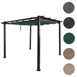 Aluminium Pergola HWC-N93, Gartenpavillon Pavillon Garten, stabiles 8cm-Gestell Schiebedach UV50+ 3x3m ~ grün