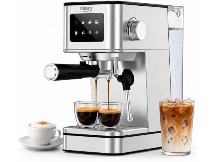 CAMRY Espressomaschine 7-in-1, 20 Bar – Milchaufschäumer, 1.7-l-Wassertank Professionelle Siebträger Kaffeemaschine mit LED-Anzeige & Starker Milchschäumer für Barista/Espresso/Latte und Cappuccino