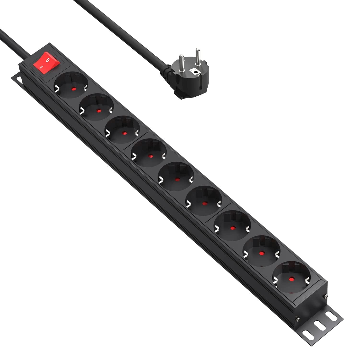 Aquatuning Mehrfachsteckdose 9 Fach f&uuml;r 19" Servergeh&auml;use mit Schalter