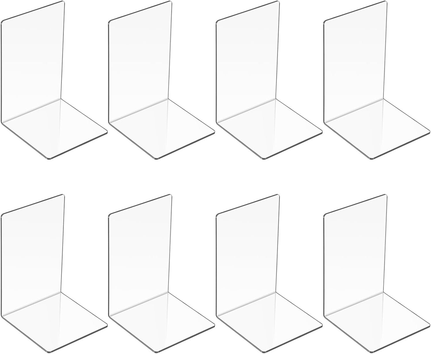 8x Transparante Acryl Boekensteunen voor Boekenplanken - Wit