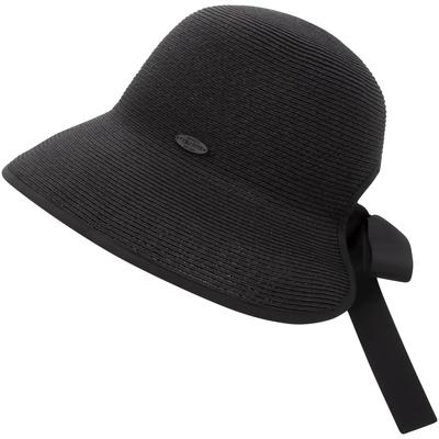 Sonnenhut CHILLOUTS "Red Oak Hat", Damen, Gr. XS, schwarz, Obermaterial: 100% Papierstroh, Hüte, Femininer Sonnenhut mit Schleife am Hinterkopf