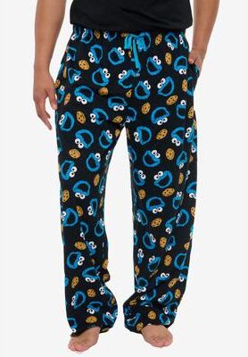 Men's Big & Tall Cookie Monster Pajama Pants Lounge Wear With Pockets by Sesame Street in Blue (Size 3XL)