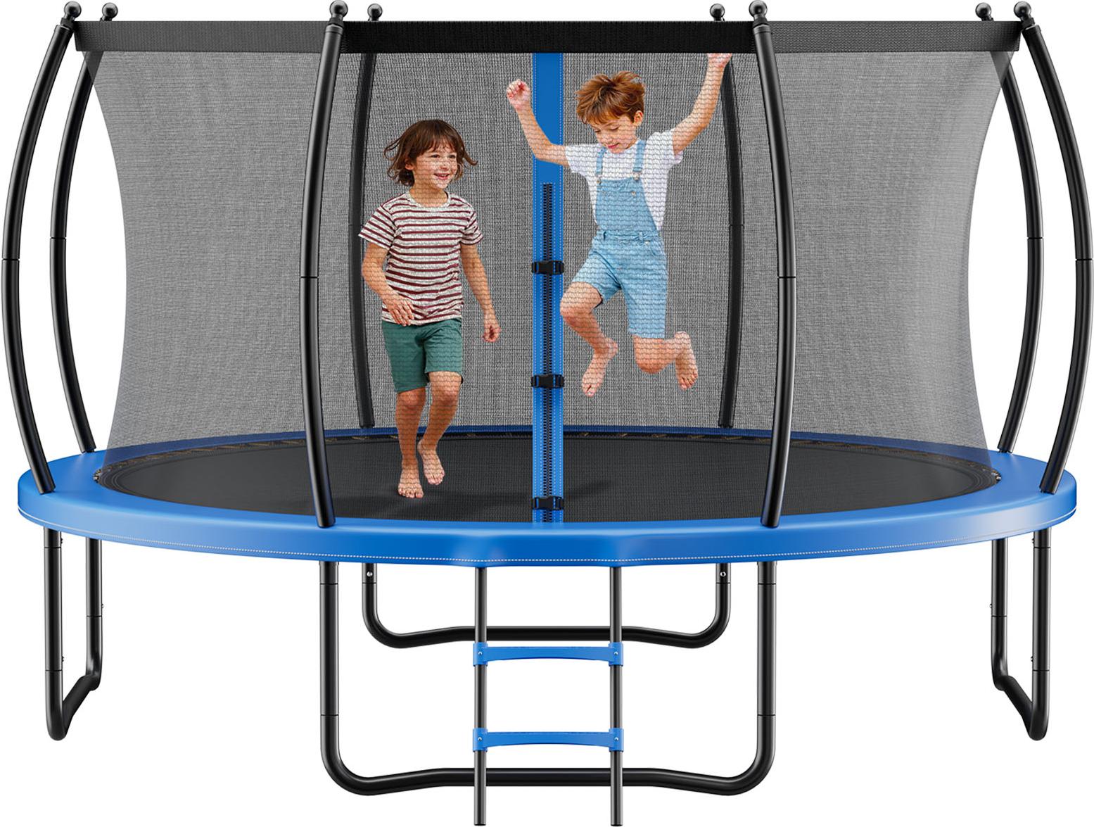 VEVOR Outdoor Trampolin Bodentrampolin 305 x 305 cm mit Sicherheitsnetz & verdickter Polsterung, ASTM-, Hochleistungstrampolin, max. 150 kg belastbares Gartentrampolin für Kinder