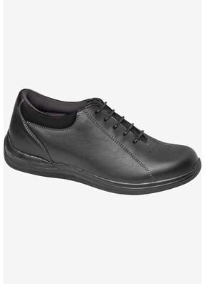 Extra Wide Width Women's Tulip Oxford Flat by Drew in Black Calf (Size 8 WW)