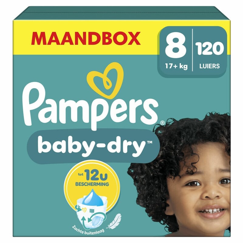 Pampers Baby-Dry Luiers Maat 8 – Maandbox 120 stuks