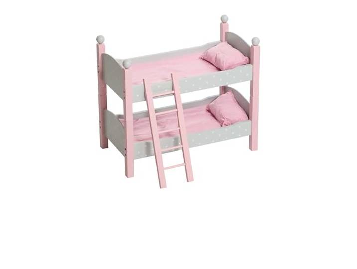 Bayer Chic 2000® Puppenbett Doppelstockbett – Puntos Grau – Puppenhochbett mit Leiter & Bettwäsche – Puppen bis 48 cm – Puppenzubehör, Holzpuppenbett