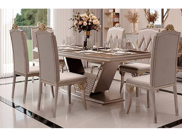 JVmoebel Essgruppe Edles Esszimmer Set Tisch und Stühle im luxuriösen Design, (7-tlg)