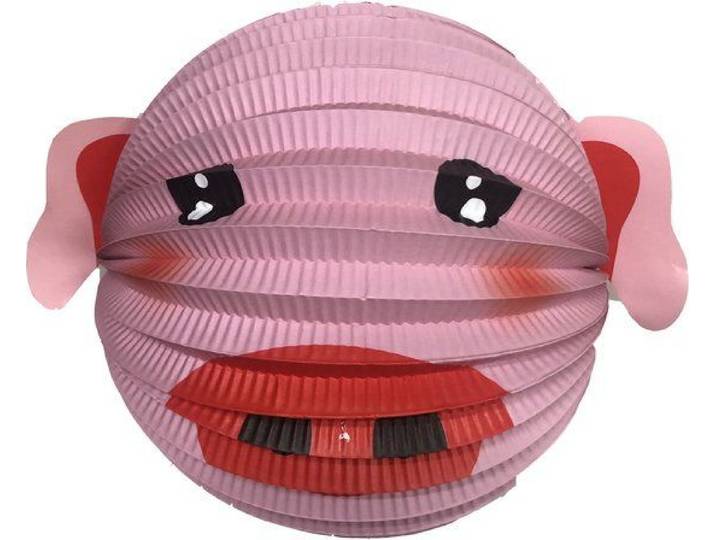 Haza - Lampion Dieren - Varken - Roze D20 cm