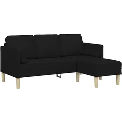vidaXL Sofa Set mit Kissen Schwarz Polyester