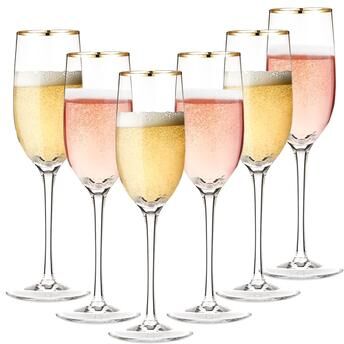 Berkware Crystal Champagne Flutes with Gold Rim