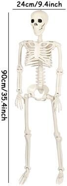 Inspire Select Movable Halloween Skeleton Decoration Full Body Skull Prop For Haunted House & Party Decor 35.4 In