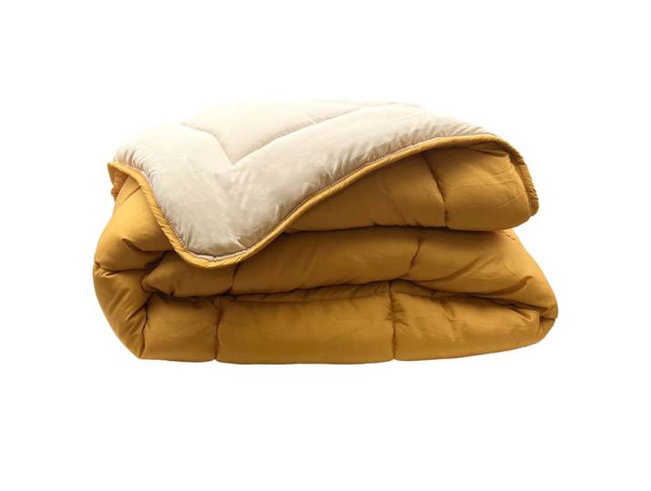 Couette chaude microfibre bicolore 400 gr/m2 polyester jaune 240 x 220