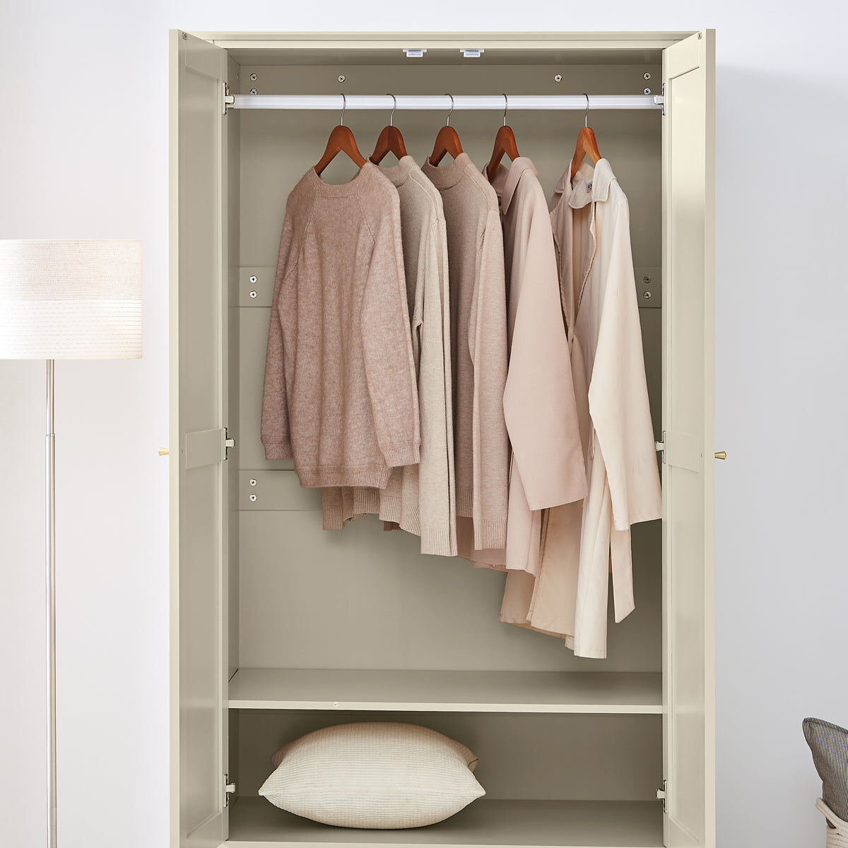Double Wardrobe - Hales Taupe Range Manufactured Wood, Metal