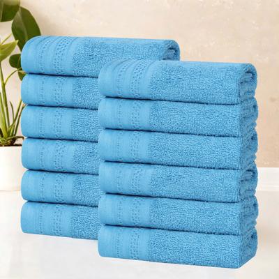 Superior Honeycomb Border Cotton Medium Weight Face Towels Washcloths, Set of 12