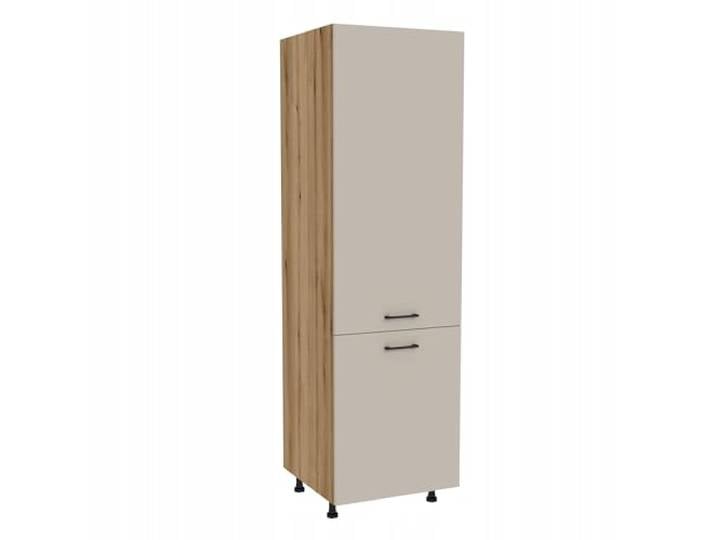 Laclar Capri Kühlschrank-Hochschrank 58x60x197 cm – Einbauschrank für Kühlschrank Korpus Eiche Evoke, Front Kaschmir Matt Soft-Close, modular, pflegleicht