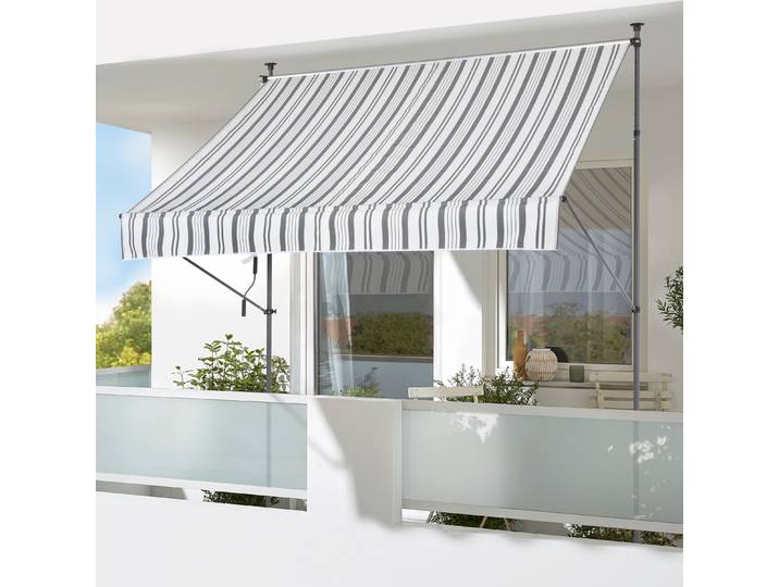 Klemmmarkise KONIFERA Peñíscola , grau (grau, weiß), B:350cm, Polyester, Markisen, Klemmmarkise, Breite/Ausfall: 350/150 cm