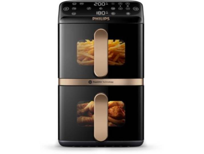 Philips - Friteuse Sans Huile Na462/70 Friteuse Sans Huile Vertical Duo Noir/Cuivre, Série 4000 10l (5+5l)