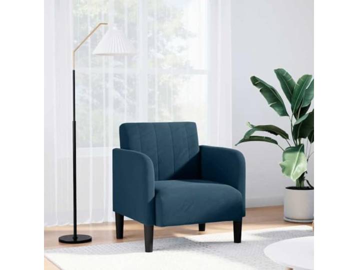 HEFZGDB Sessel mit Armlehnen Blau 54 cm Samt Sofasessel für Wohnzimmer Schlafzimmer Büro Entspannen Lesen Fernsehen Komfortabel Stützend Samtstoff Federkern Schaumstoff Polsterung