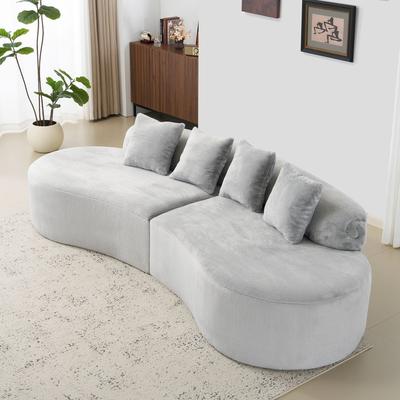 Kodotan sofa Modern And Simple Curved Flannelette Sofa.Creative Multi-Seater,With A Combination Of Pillows