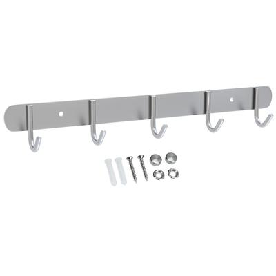 Intirilife Edelstahl Garderobenleiste Modell E - 5 Haken - 38.1 x 5 cm - Kleiderhaken Garderobe Hakenleiste in 5 verschiedenen Designs