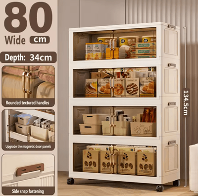 Inspire Picks Multifunction Folding Storage Cabinet Dustproof Portable Wardrobe Organizer 80cm 4 Layers