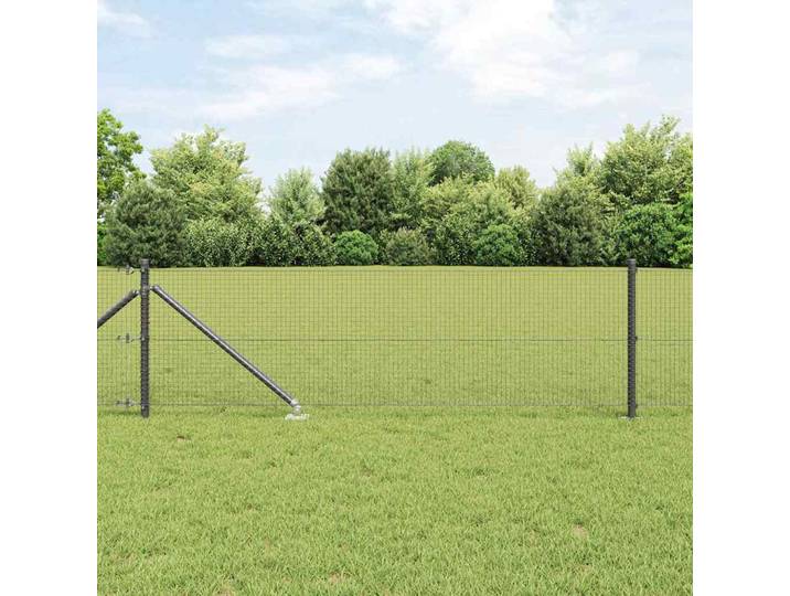 vidaXL Geschweißter Drahtzaun mit Stacheln Stahl und PVC Grau Netz