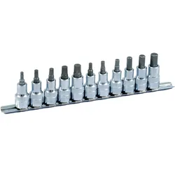 Projahn 1/2" Bit Stecknuss Satz auf Schiene 11tlg 6kant+VZ, 60mm