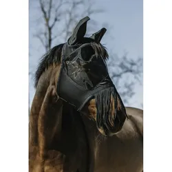 Equithéme Fliegenmaske mit Fransen schwarz, Größe: S