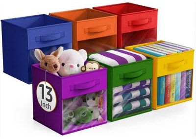 Sorbus Storage Bins with Clear Window - 6-Pack Foldable Baskets - 13 x 13 x 13 in storage cubes