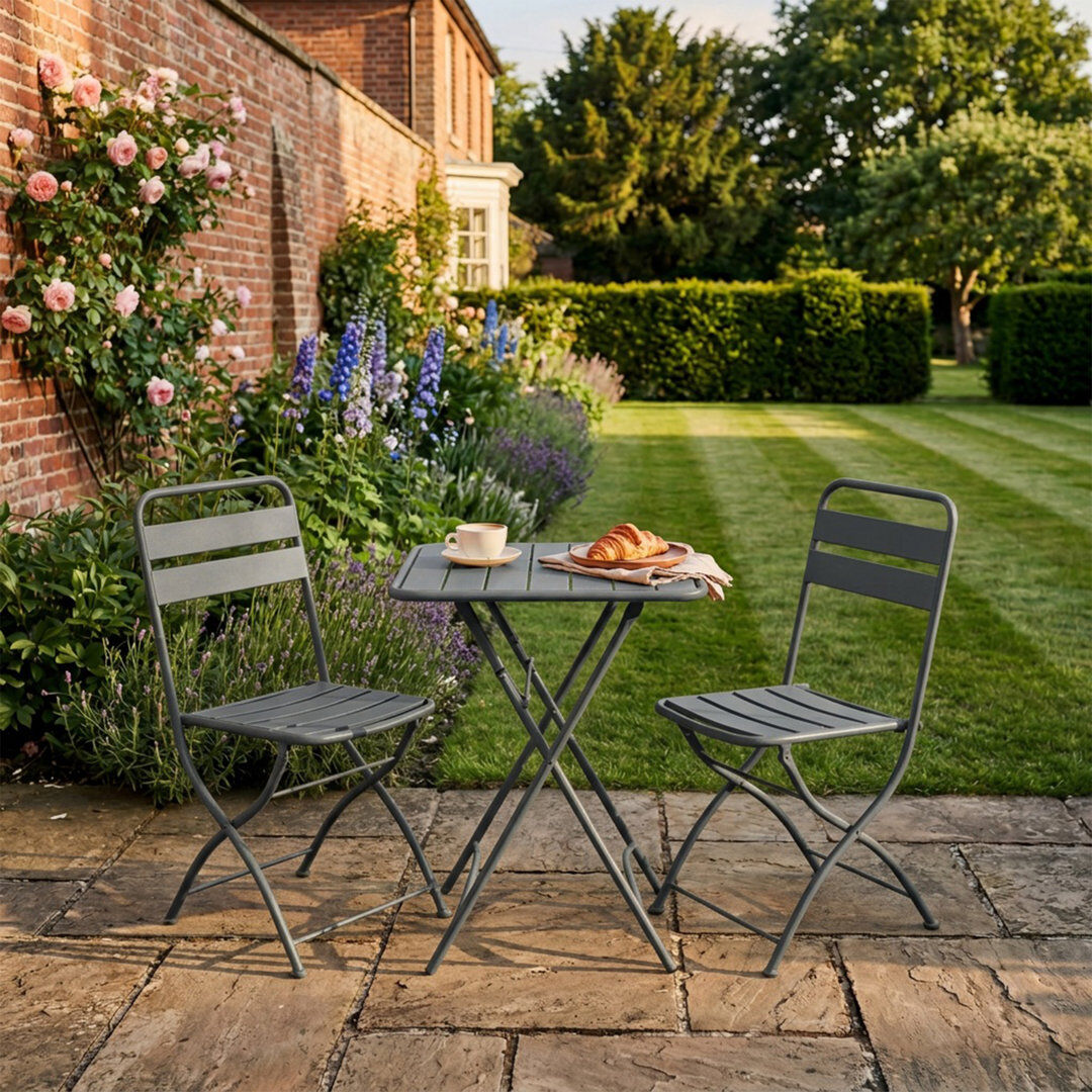 Dakota Fields Ceian 2 - Person Patio Dining Set Square Table Black 2