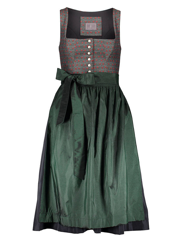 Turi Landhaus Dirndl "Barbara" in Schwarz/ Dunkelgrün - 42