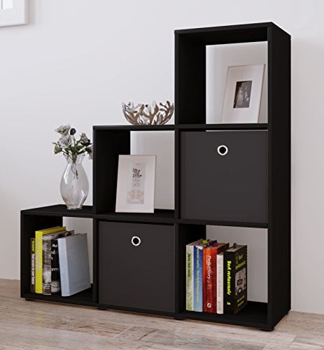 home24 Nitas Open kast met 6 vakken zwart/zwart B/D/H: 108 x 105 x 29 cm