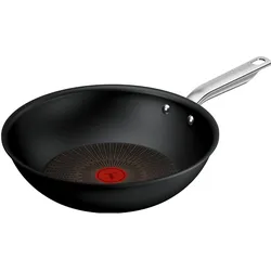 Tefal Experience Wokpfanne 28cm, FusionCore Beschichtung, kratzfest, induktionsgeeignet, 4–5 Personen, Pfanne + Kochtopf, Silber, Schwarz