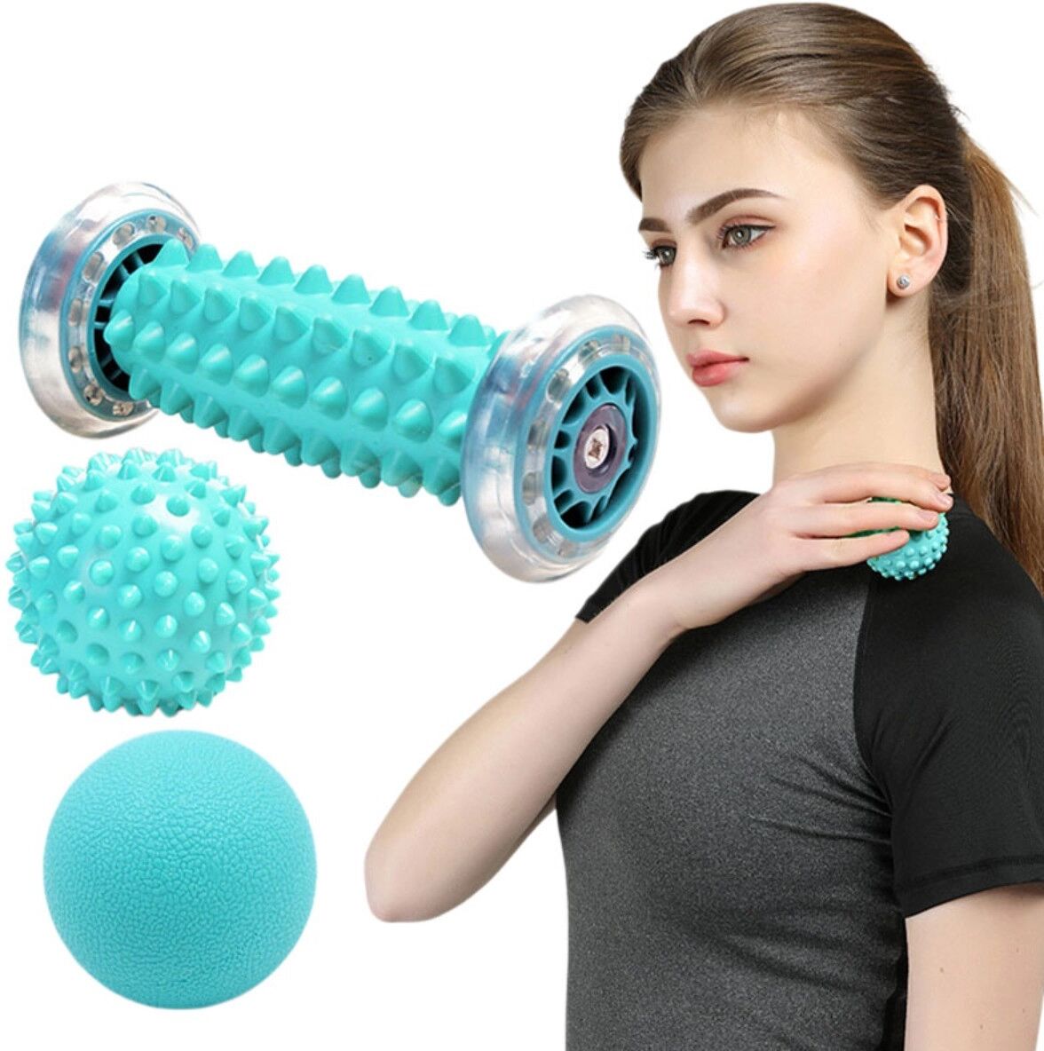 INF Fußmassage-Muskelentspannungs-Set, 3er-Pack (0.5kg) – TPE Noppen-Massagebälle für Fußsohle und Triggerpunkt-Freisetzung