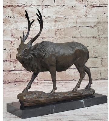 Bronzhaus Signed Milo Male Deer Stag Buck Wildlife Bronze Sculpture Statue Figurine Art