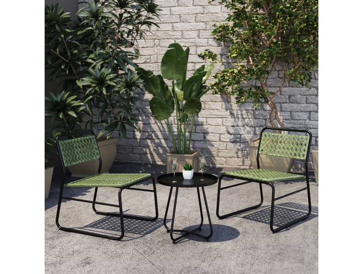 Set de bistrot 'Brienza' 3 pièces poly rotin vert