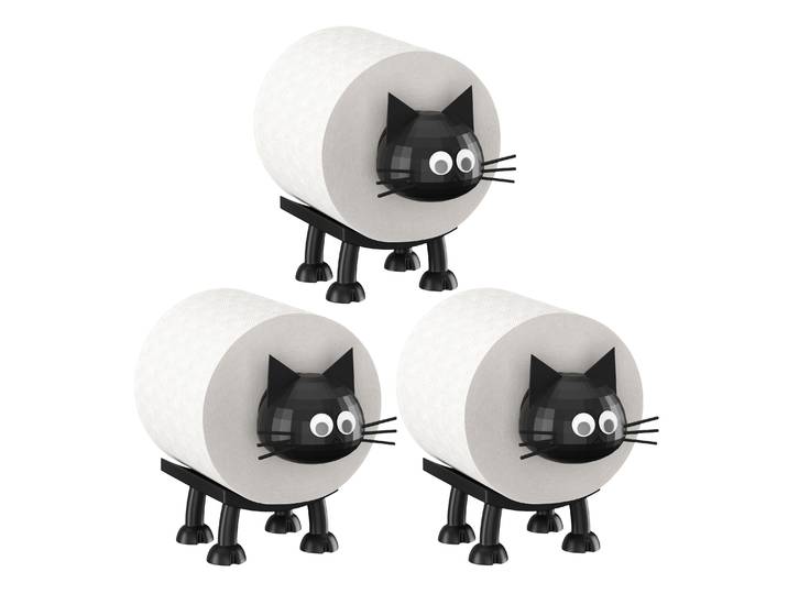 WC-Rollenhalter 3er Set Katze schwarz