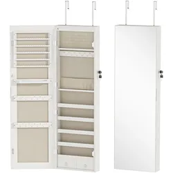 SCHMUCKSCHRANK MDF Glasspiegel Cremeweiß