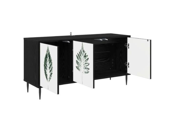 PUGYNBK TV-Möbel, 102 cm, Eiche, Schwarz, Holz Erhöhte Füße, geräumige Aufbewahrung, dekoratives Design, Reinigung mit trockenem Tuch