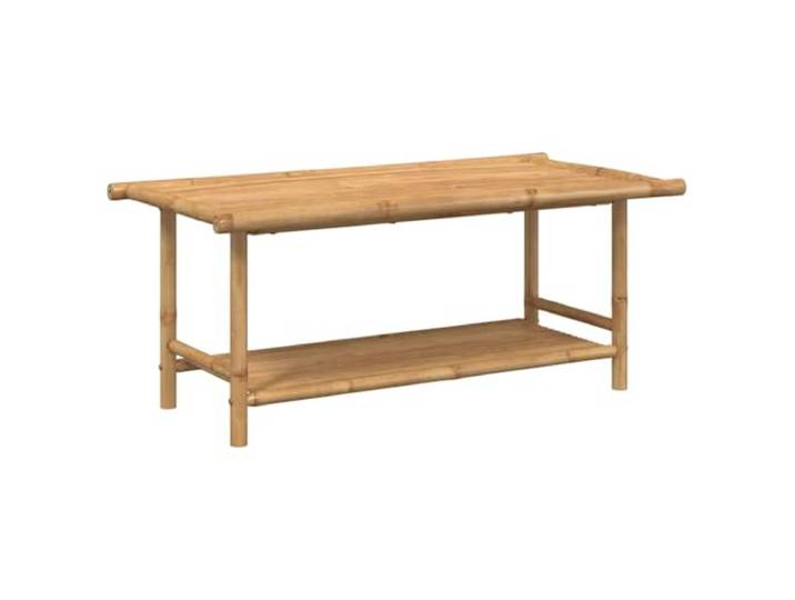 LASWWQMRF Couchtisch Bambus 110x55x45 cm Wohnzimmertisch mit Ablage Stabiler Kaffeetisch aus Natur-Bambus mit praktischer Gitterablage für Zeitungen und Deko im Wohnzimmer und Flur.