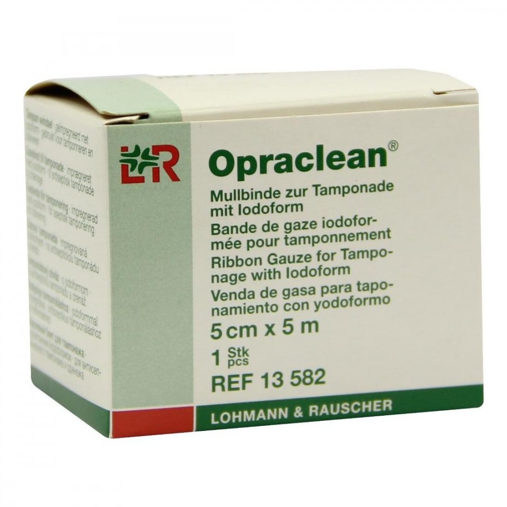 Lohmann & Rauscher GmbH & Co.KG Opraclean Mullbinde zur, zum Tampon.m.Jodoform 5cmx5m 04436929